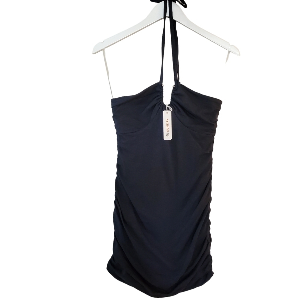 NWT Sundry Halter Mini Dress Blue Size Small